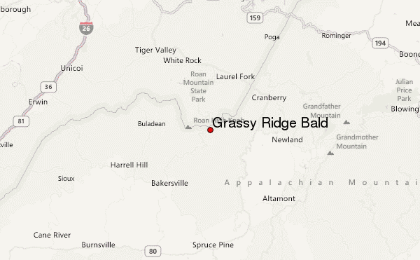 Grassy Ridge Bald Location Map