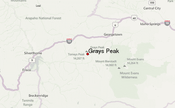 Grays Peak Location Map