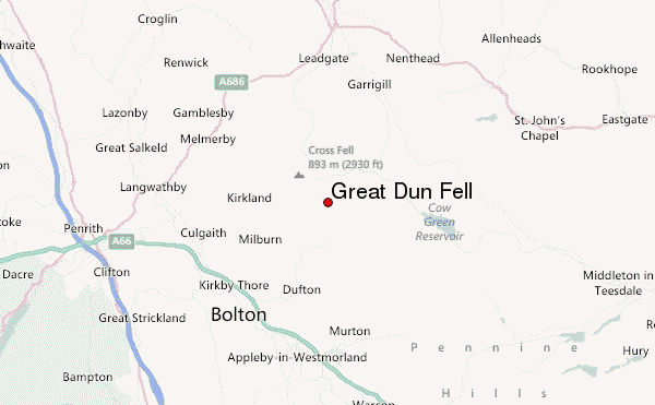 Great Dun Fell Location Map