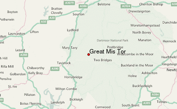 Great Mis Tor Location Map