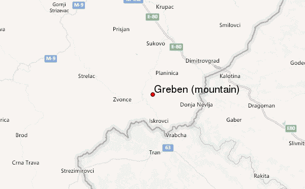 Greben (mountain) Location Map