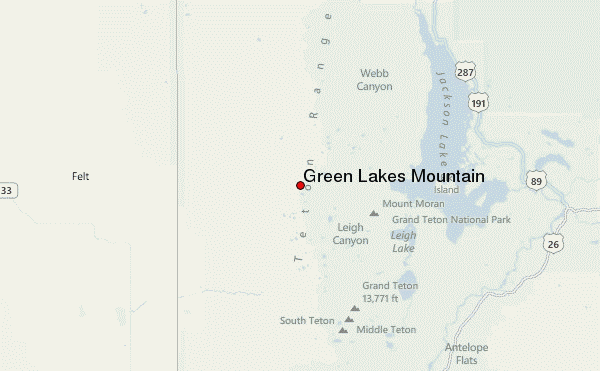 Green Lakes Mountain Location Map