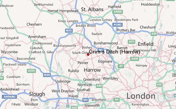 Grim's Ditch (Harrow) Location Map