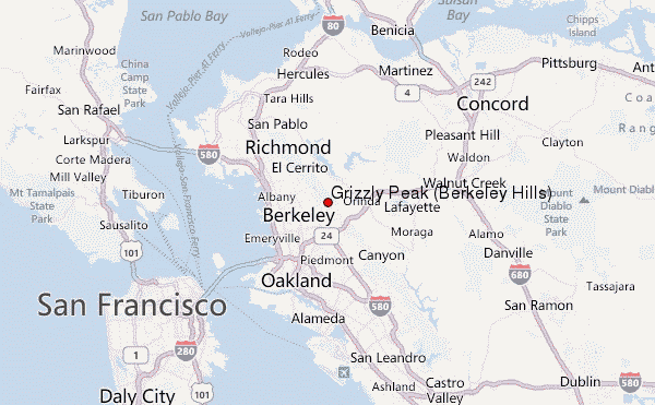 Grizzly Peak (Berkeley Hills) Location Map