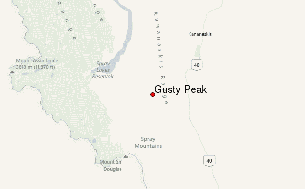 Gusty Peak Location Map