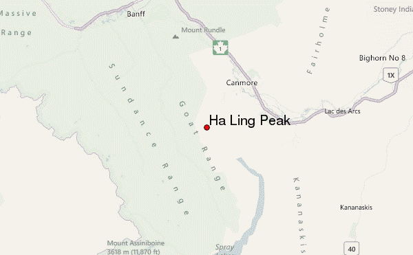 Ha Ling Peak Location Map