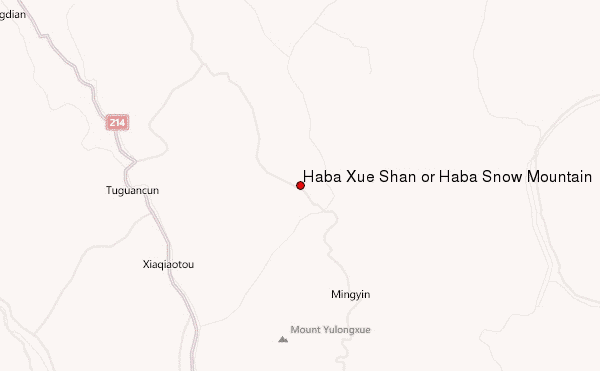 Haba Xue Shan or Haba Snow Mountain Location Map
