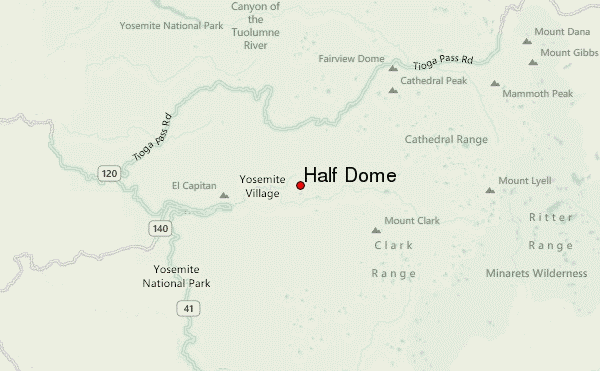 Half Dome Location Map