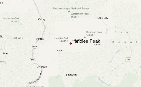 Handies Peak Location Map