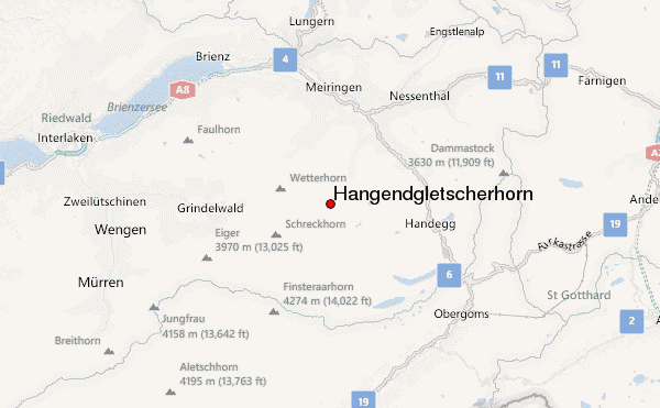Hangendgletscherhorn Location Map