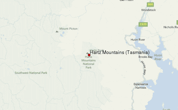 Hartz Mountains (Tasmania) Location Map