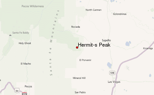 Hermit's Peak Location Map