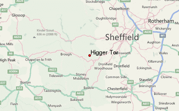 Higger Tor Location Map