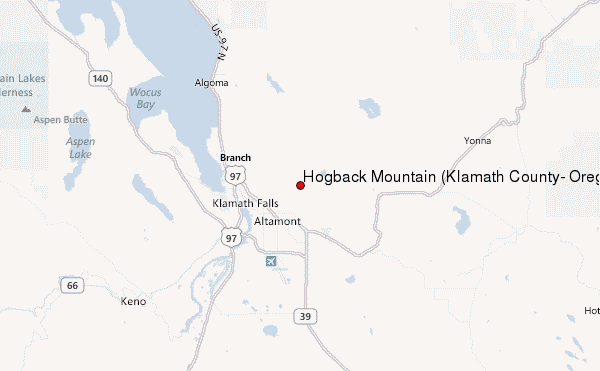 Hogback Mountain (Klamath County, Oregon) Location Map