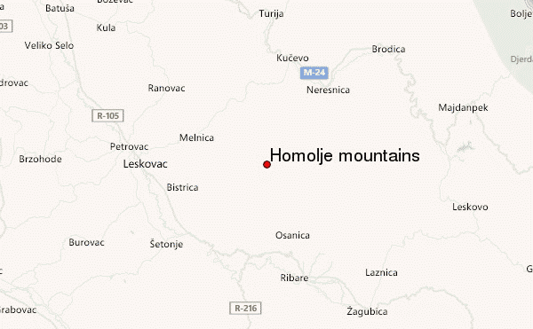 Homolje mountains Location Map