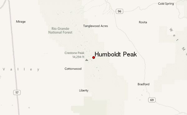 Humboldt Peak Location Map