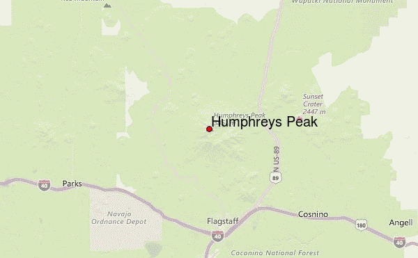 Humphreys Peak Location Map