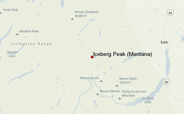Iceberg Peak (Montana) Location Map