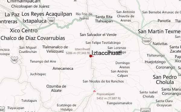 Iztaccihuatl Location Map