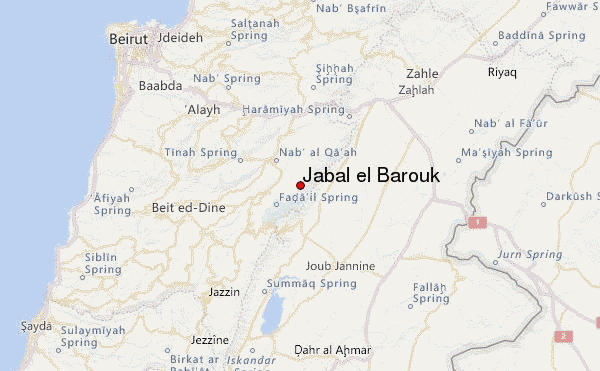 Jabal el Barouk Location Map