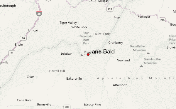 Jane Bald Location Map