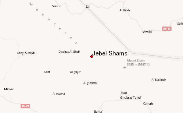 Jebel Shams Location Map