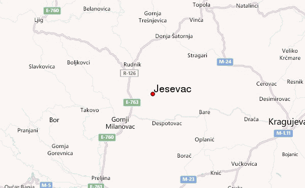 Ješevac Location Map
