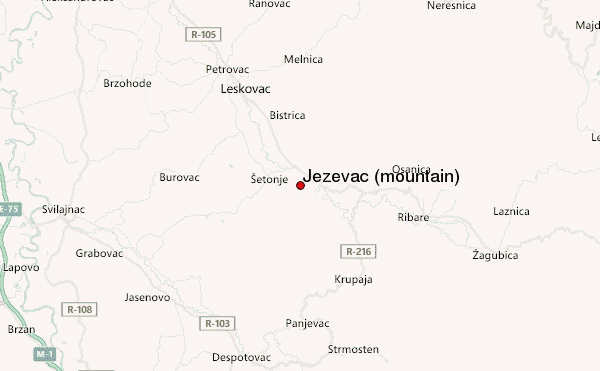 Ježevac (mountain) Location Map