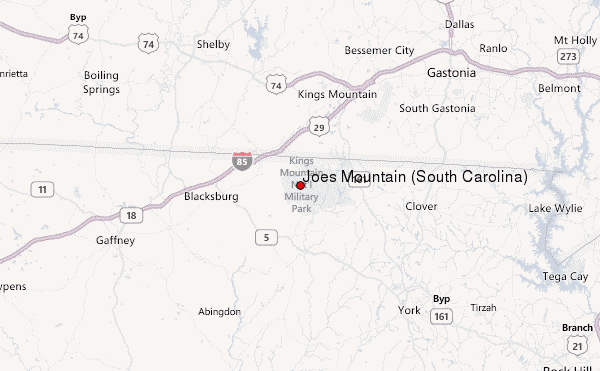 Joes Mountain (South Carolina) Location Map