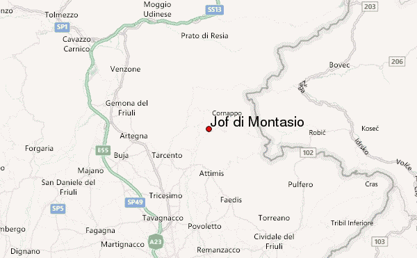 Jof di Montasio Location Map