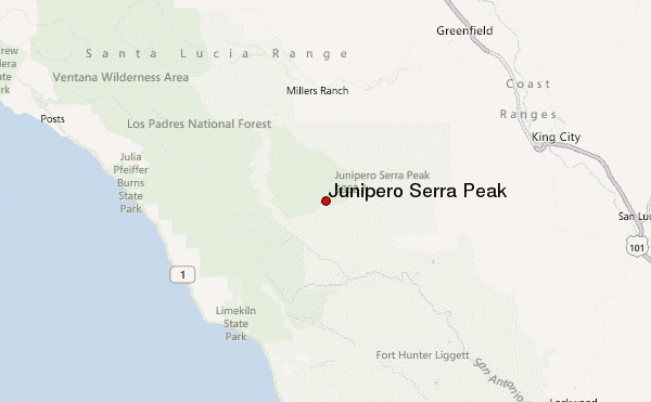 Junipero Serra Peak Location Map