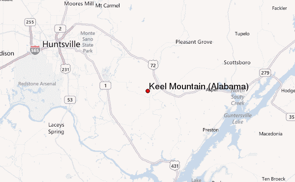 Keel Mountain (Alabama) Location Map