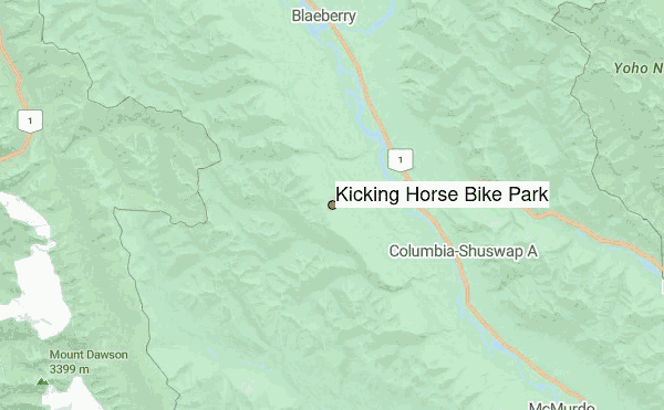 Kicking Horse Bike Park Location Map