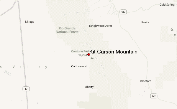 Kit Carson Mountain Location Map