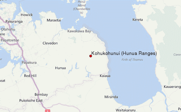 Kohukohunui (Hunua Ranges) Location Map