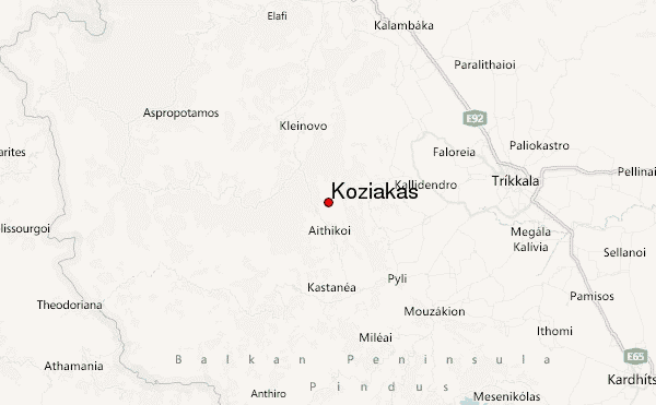 Koziakas Location Map