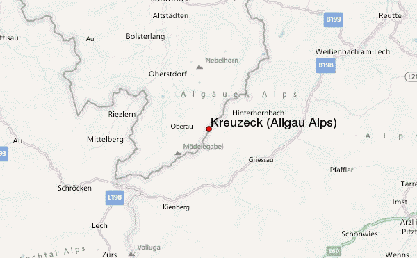 Kreuzeck (Allgäu Alps) Location Map