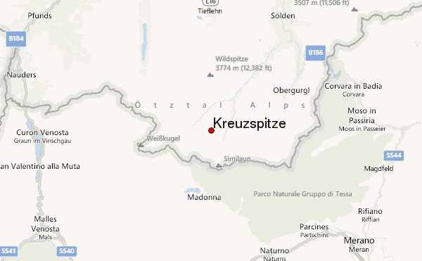 Kreuzspitze Location Map