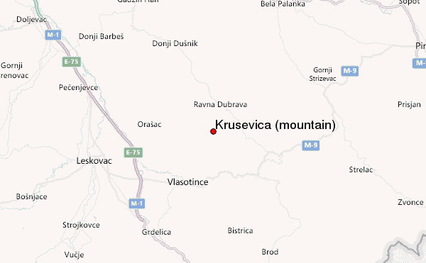 Kruševica (mountain) Location Map
