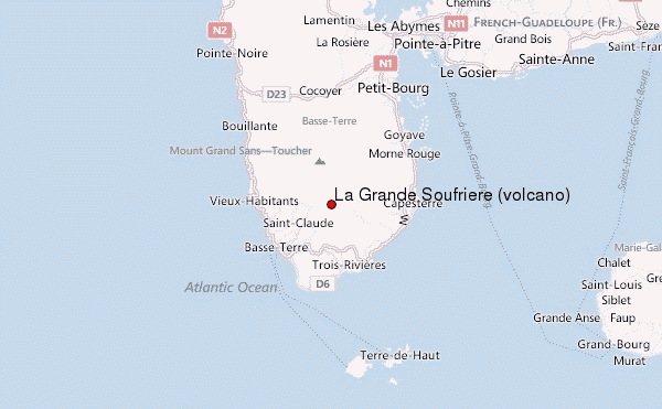 La Grande Soufrière (volcano) Location Map