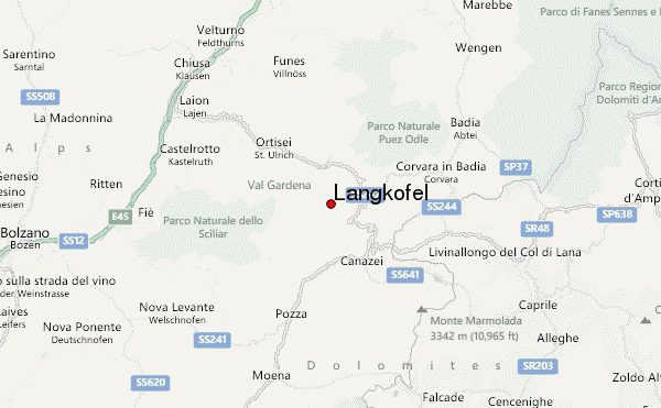 Langkofel Location Map