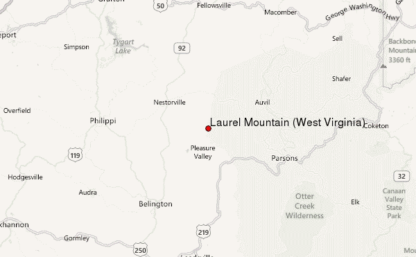 Laurel Mountain (West Virginia) Location Map
