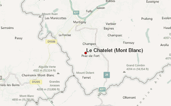 Le Châtelet (Mont Blanc) Location Map