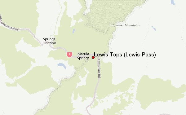 Lewis Tops (Lewis-Pass) Location Map