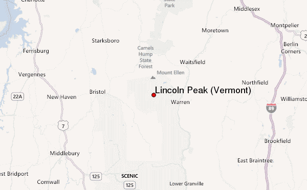 Lincoln Peak (Vermont) Location Map
