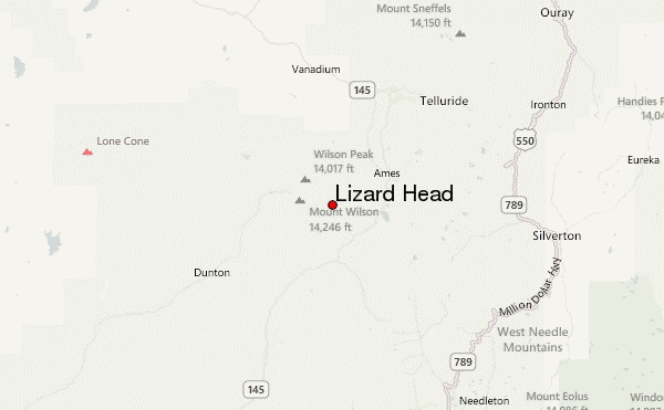 Lizard Head Location Map