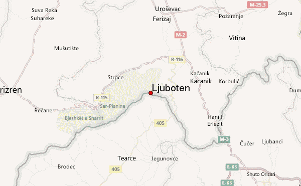 Ljuboten Location Map
