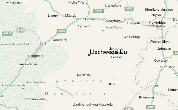 Llechwedd Du Location Map