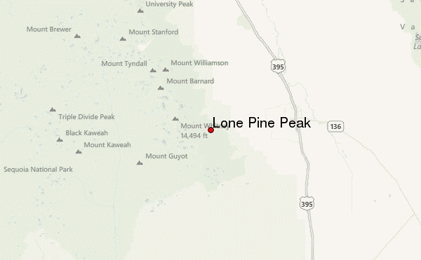 Lone Pine Peak Location Map