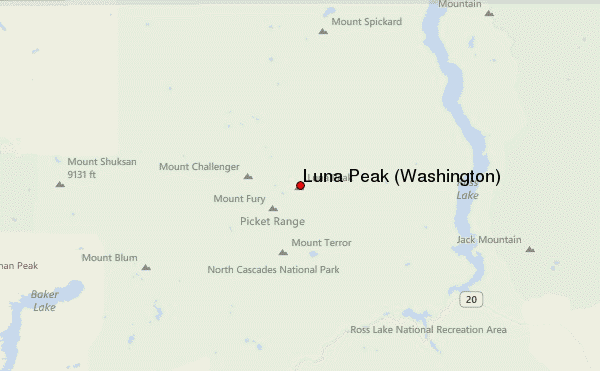 Luna Peak (Washington) Location Map